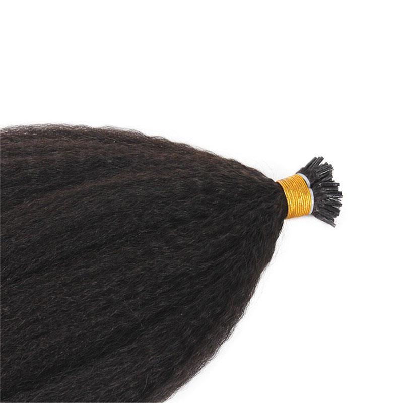 Full End Cuticle Aligned Remy Human Hair I-Tip Kinky Straight Hair