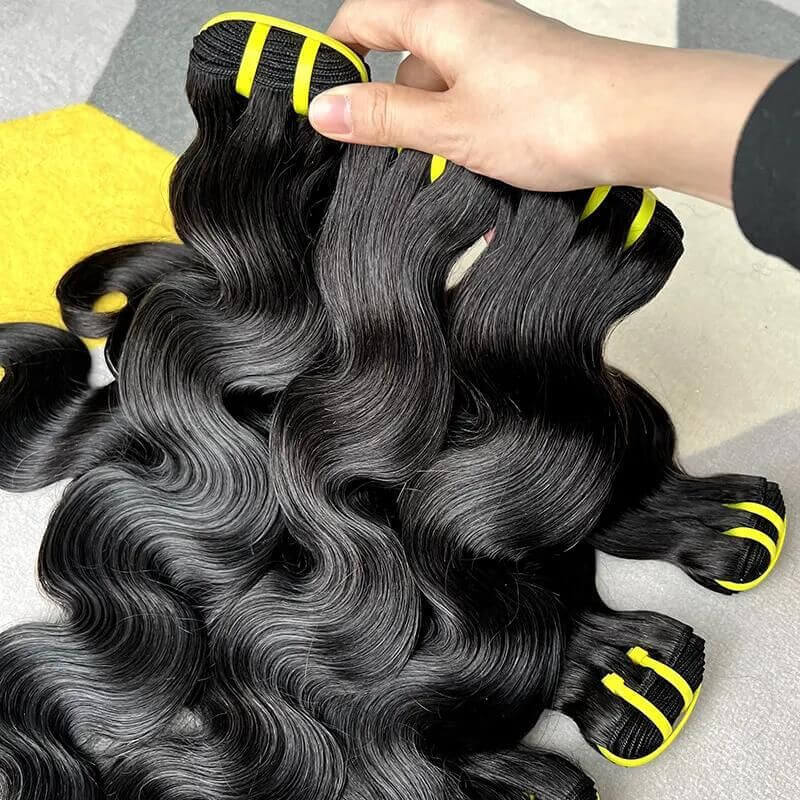 Body Wave 12A Grade Raw Double Drawn Indian Virgin Human Hair Bundles Sew in Extensions Natural Black Double Weft 100% Natural Cuticle Aligned Unprocessed Hair
