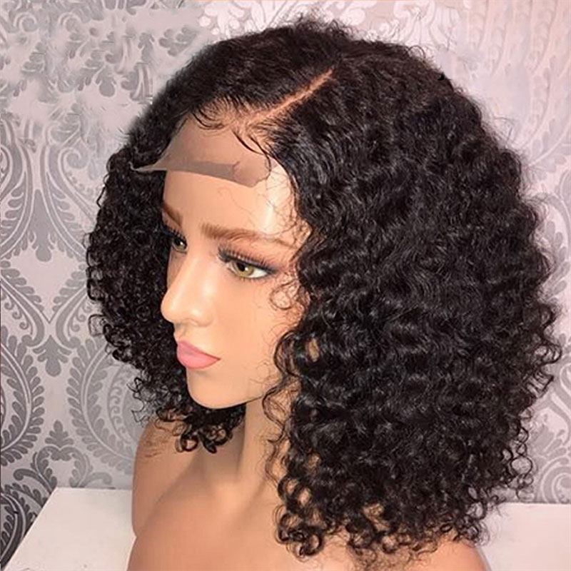 Short Bob Lace Front Human Hair Wigs Pre Plucked With Baby Hair Curly Brazilian Remy Hair Lace Front Bob Wigs 10"-14"