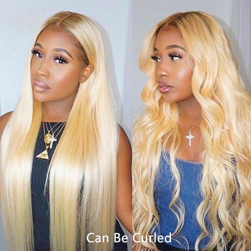 T4 613 Straight Human Hair Wigs For Women Ombre Blonde Lace Front Wig Remy Brazilian Transparent Lace Wigs Pre Plucked