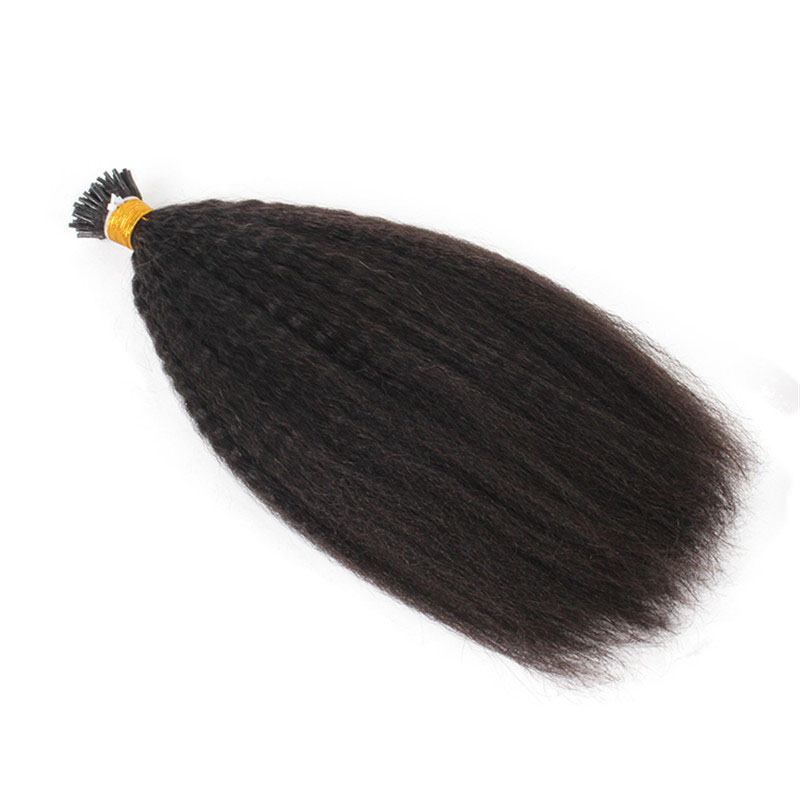 Full End Cuticle Aligned Remy Human Hair I-Tip Kinky Straight Hair