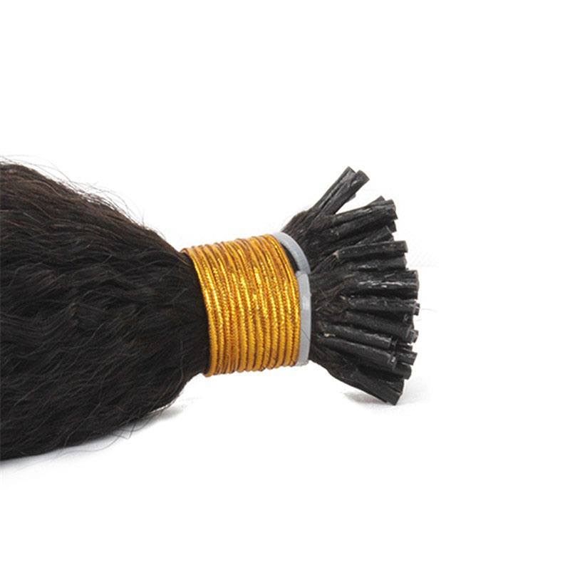 Full End Cuticle Aligned Remy Human Hair I-Tip Kinky Straight Hair