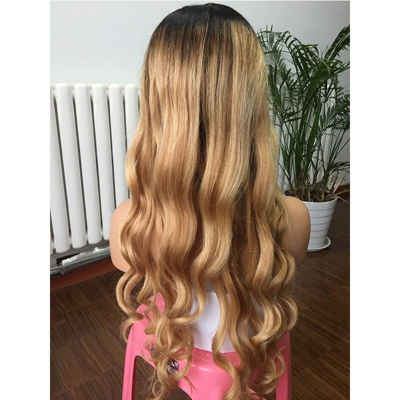 Brazilian Ombre 1bT27 Color loose Wave 13x4 Lace Front Human Hair Wigs With Baby Hair Natural Hairline 360 Lace Frontal Wigs