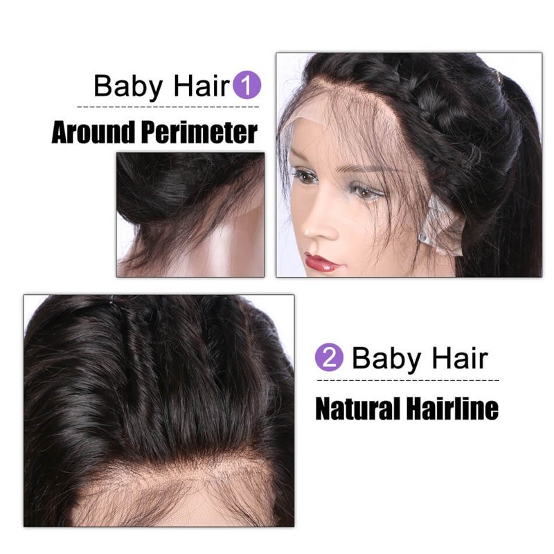 Pre-Plucked 300% Density Wigs Peruvian Human Hair with Baby Hair  Wigs for Black Women