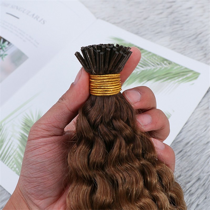 High Quality Double Drawn Kinky Curly Ombre Color Human Hair I Tips Hair Extensions