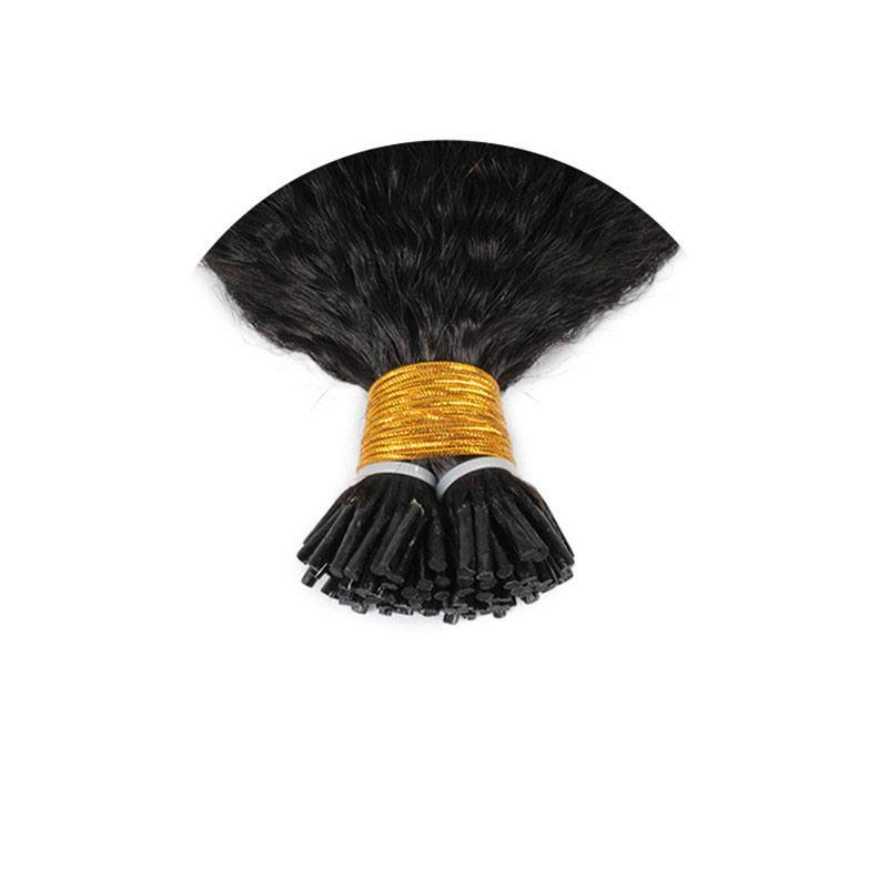 Full End Cuticle Aligned Remy Human Hair I-Tip Kinky Straight Hair
