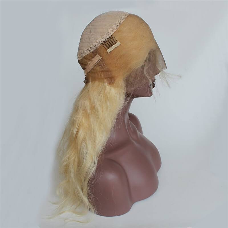 613 Blonde 360 Lace Frontal Wigs Long Platinum Wig Body Wave Human Hair 180% Density Pre-Plucked Natural Hairline