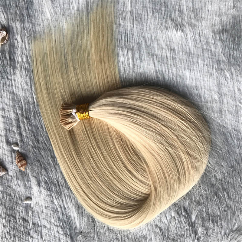 Cuticle Aligned Indian Raw Virgin Human Hair Straight I Tip Hair Extensions For White Woman