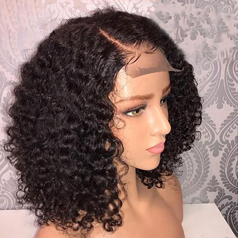 Short Bob Lace Front Human Hair Wigs Pre Plucked With Baby Hair Curly Brazilian Remy Hair Lace Front Bob Wigs 10"-14"