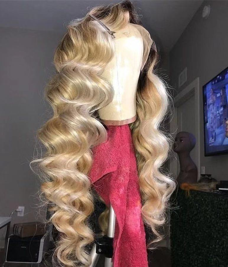 Human Virgin Hair Ombre Honey Blonde Pre Plucked Lace Front Wig For Black Woman