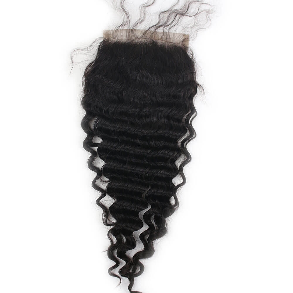 7A 5x5 Brazilian Deep Wave With Closure 3 Bundles Hair Weave With 1 Lace Closure Brazilian Virgin Human Hair Weave Bundles