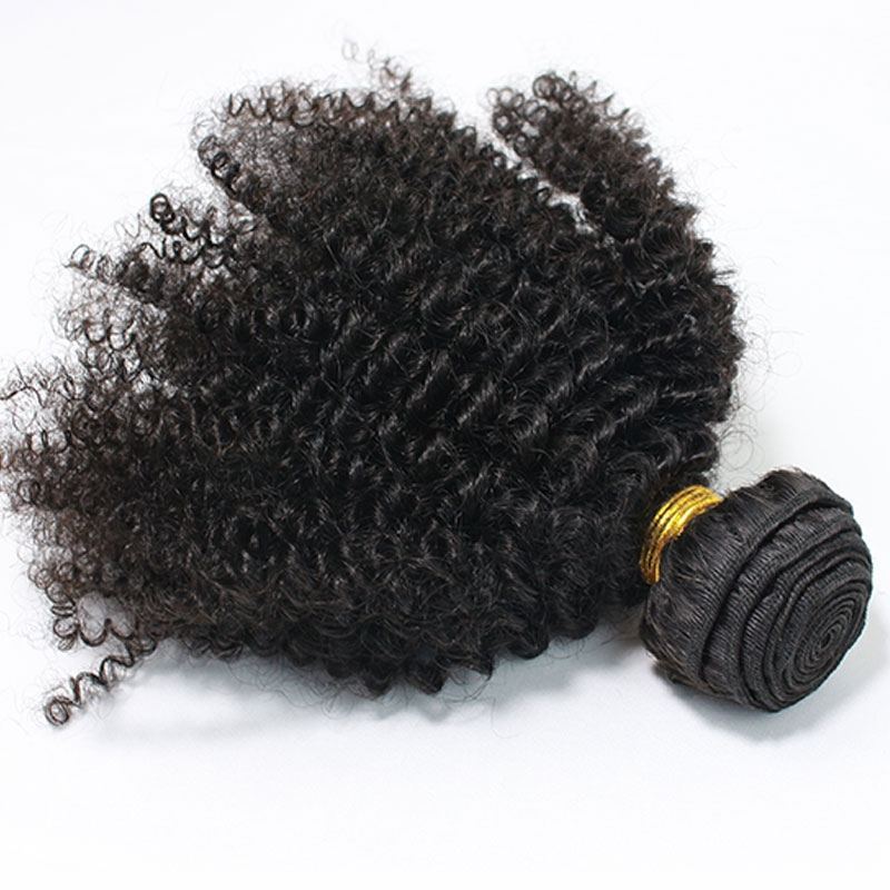 Afro Kinky Curly Indian Remy Human Hair Extension 4 Bundles Natural Color