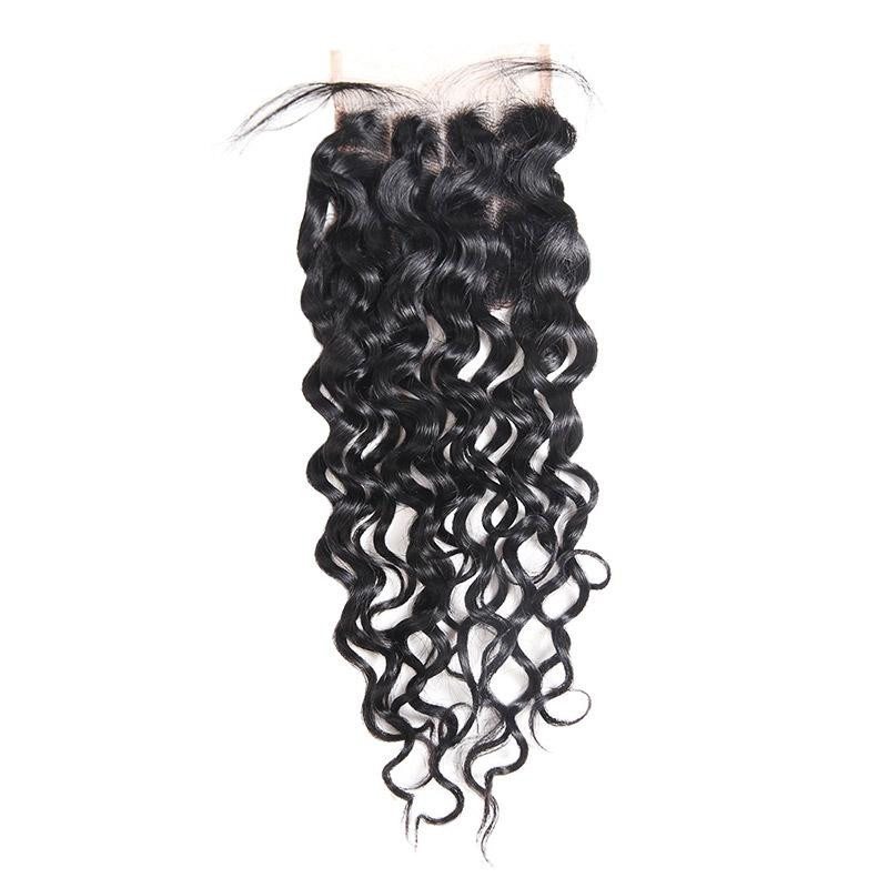 Malaysian Water Wave 3 Bundles with 4*4 Lace Closure Virgin Human Hair