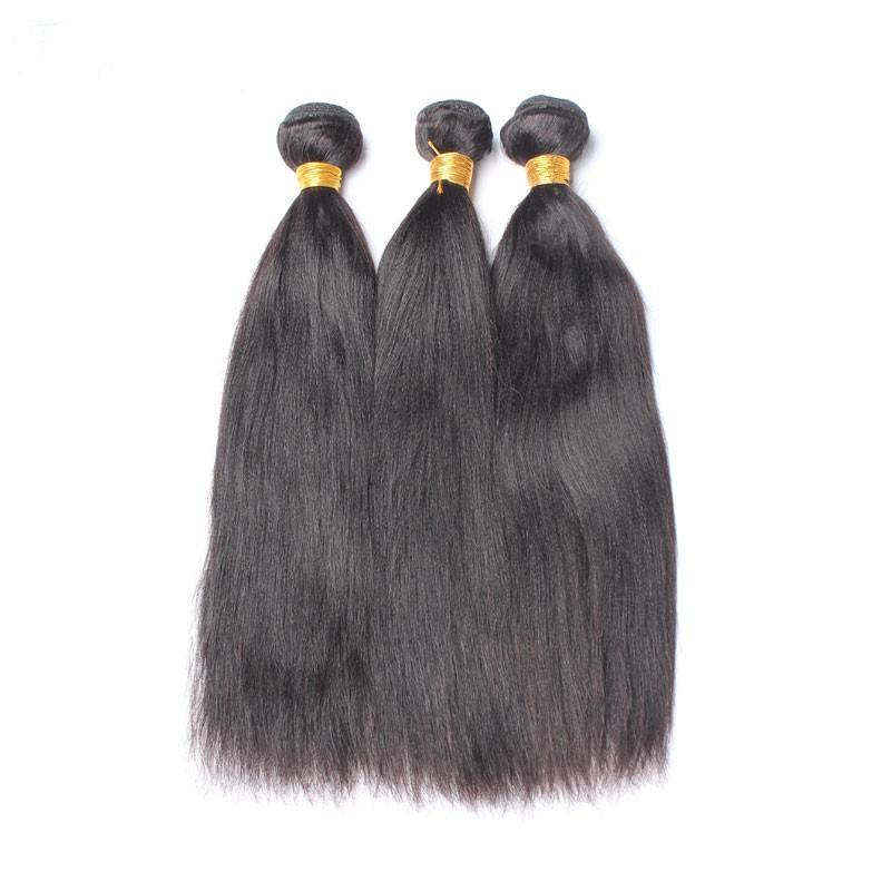 Yaki Straight Hair Bundles 100 Human Hair Extension Weft 3Pcs Weaves