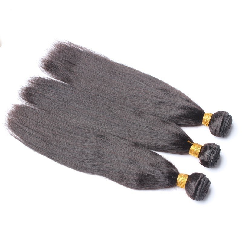 Yaki Straight Hair Bundles 100 Human Hair Extension Weft 3Pcs Weaves