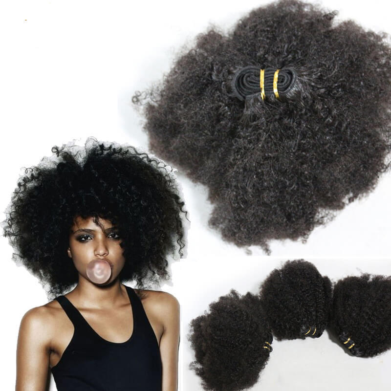 8A Grade 3pcs Lot  Mongolian Afro Kinky Curly Virgin Hair 100% Human Hair Weaves Natural Black Afro Hair Bundles