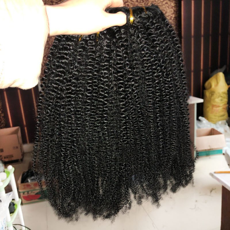 Raw Unprocessed Virgin Mongolian Kinky Curly Hair 4A Kinky Curly Afro Kinky Human Hair Extensions Weave Bundles Big Stock