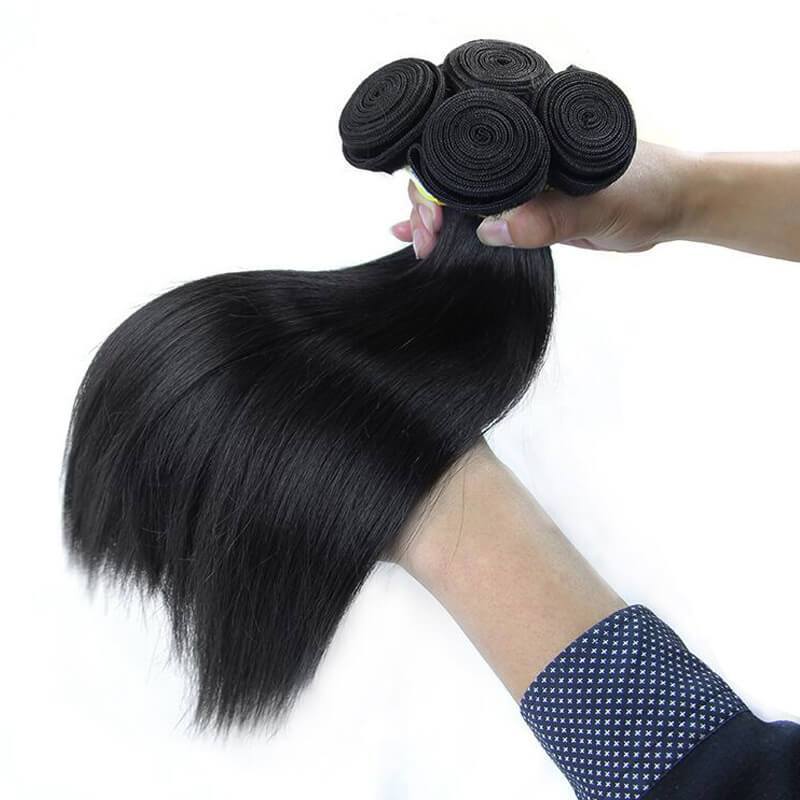 10A Straight Frontal With Virgin Brazilian Hair 3 Bundles Human Hair Full Frontal Lace Closure 13X4 With Bundles