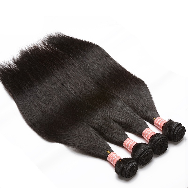 Natural Color Silk Straight Brazilian Virgin Human Hair Weaves 4pcs Bundles