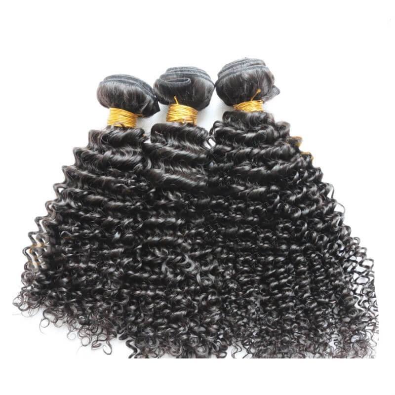 7A Unprocessed Mongolian Kinky Curly Virgin Hair With Closure Bleached Knots Lace Closure With Bundles In Stock
