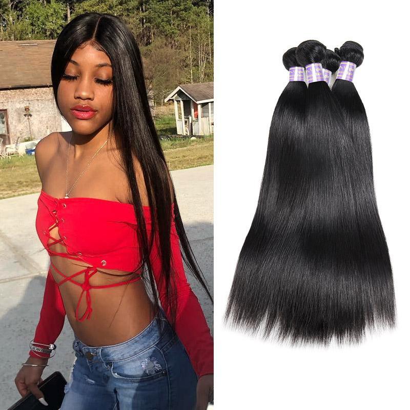 Eseewigs Brazilian Straight 4 Bundles Virgin Human Hair
