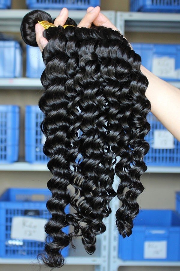 Malaysian Virgin Human Hair Extensions Deep Wave Hair Wave 4 Bundles Natural Color