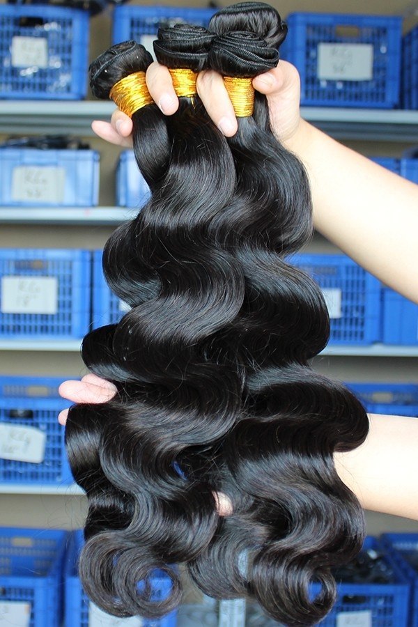 Indian Virgin Human Hair Extensions Weave Body Wave 4 Bundles Natural Color
