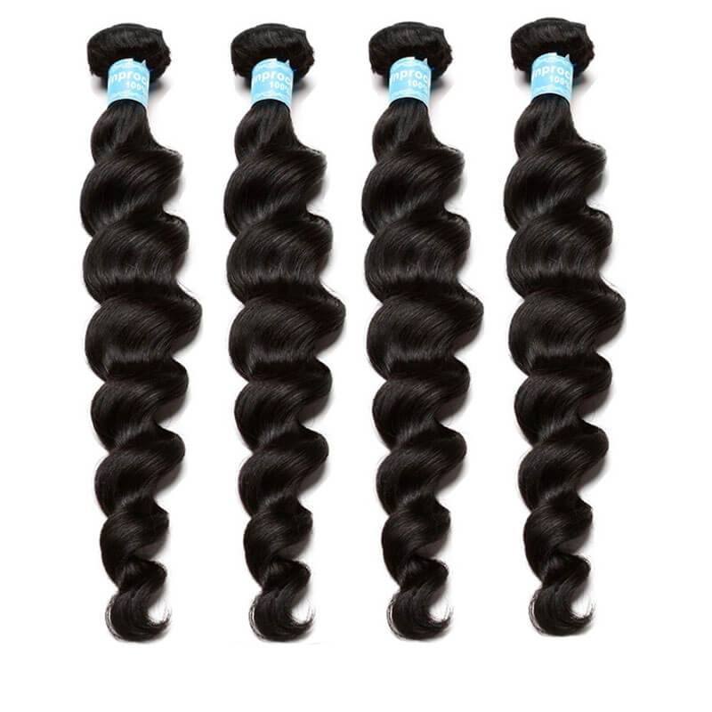 Natural Color Indian Remy Human Hair Loose Wave Hair Weave 3 Bundles
