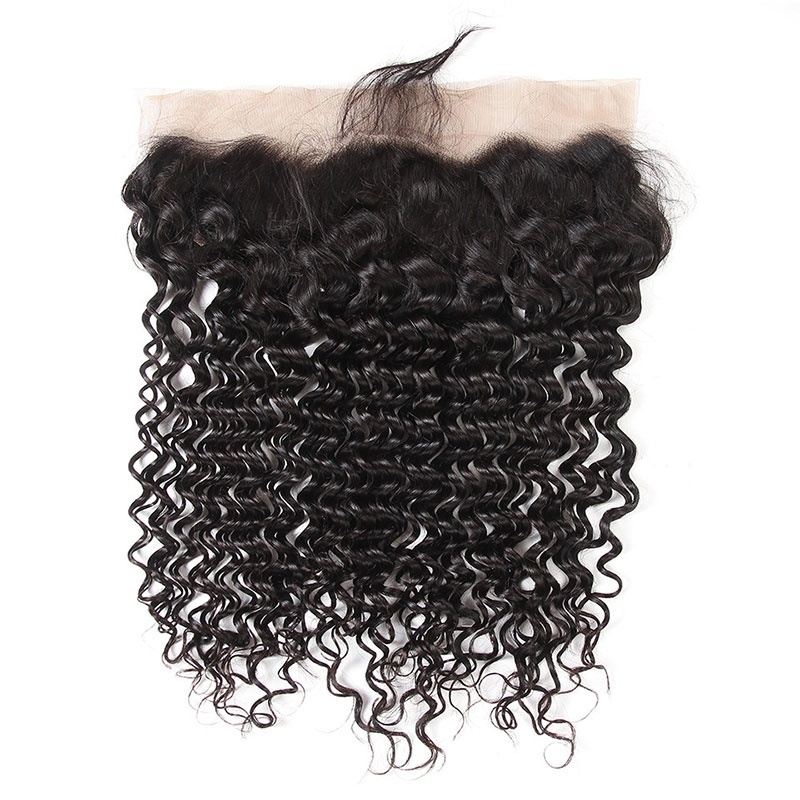 100% Brazilian Human Hair Bundles With 13X4 Deep Wave Lace Frontal Closures Hair Weave Bundles Extensions