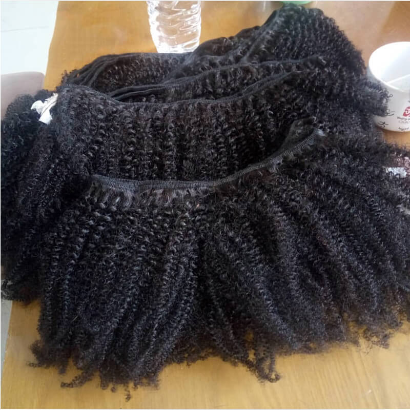 Sale 4A Afro Kinky Curly Virgin Hair Unprocessed Natural Color Mongolian Afro Kinky Hair Extensions 8"-26" In Stock