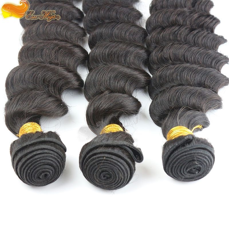 3pcs Deep Wave Unprocessed brazilian Virgin Hair Extensions Bundles Human Hair Weft