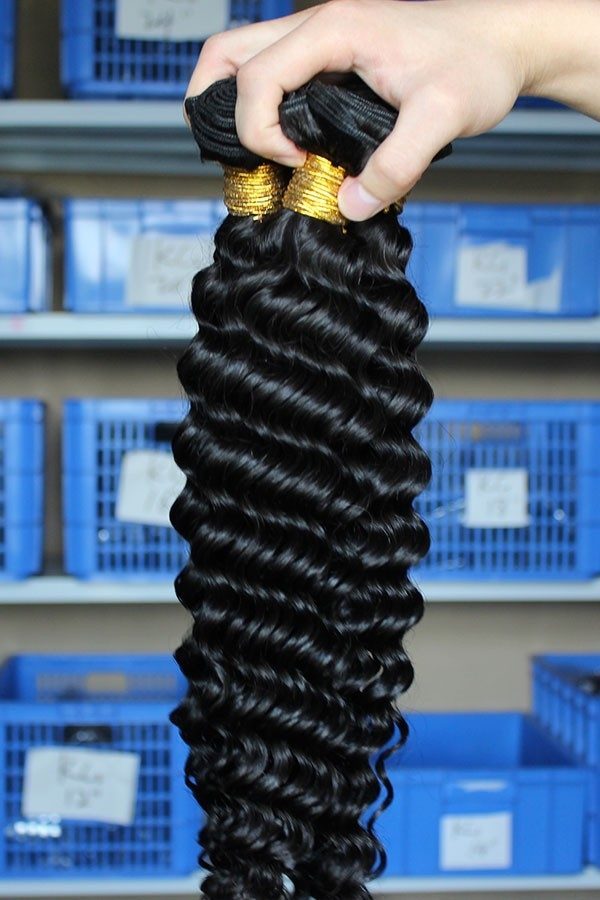 Indian Virgin Human Hair Extensions Deep Wave Human Hair 4 Bundles Natural Color