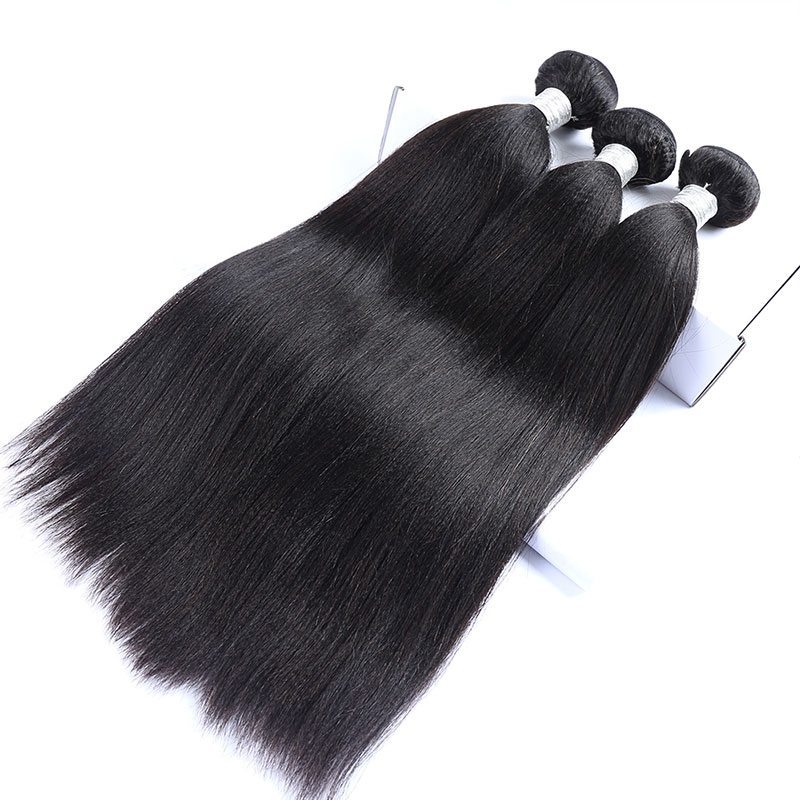 brazilian yaki straight 3 hair bundles with 13x4 lace frontal for sale