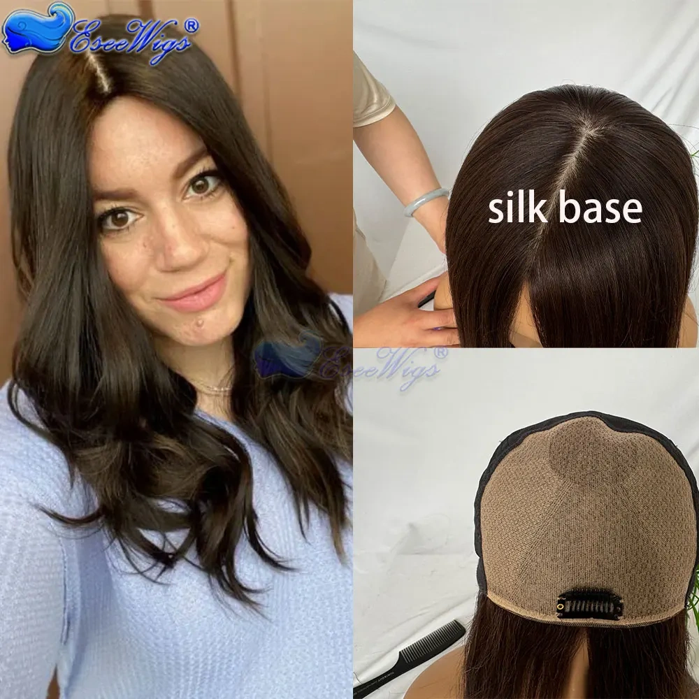 12A Grade Silk Base Full Lace Human Hair Wigs for Women Loose Wavy Virgin Human Hair Wavy Light Skin Scalp 5x5 Silk Base Top Wig