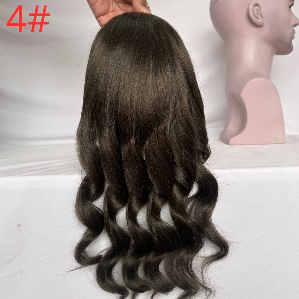 12 Inch Long Toupee For Men 1B20 Color BIO Toupee European Hair Replacement PU Base With Frontal Swiss Lace Net Human Hair 10x8 Make Natural Front Hairline Loose Wave