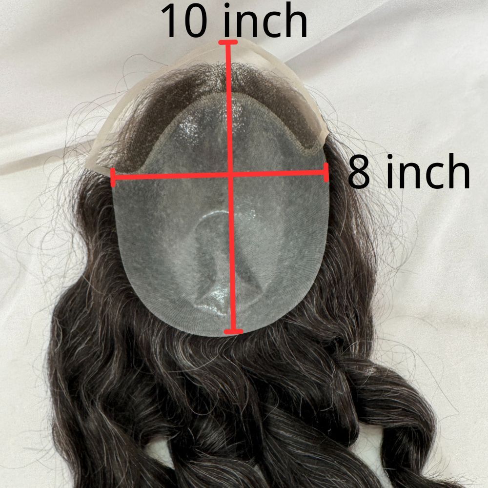 12 Inch Long Toupee For Men 1B20 Color BIO Toupee European Hair Replacement PU Base With Frontal Swiss Lace Net Human Hair 10x8 Make Natural Front Hairline Loose Wave