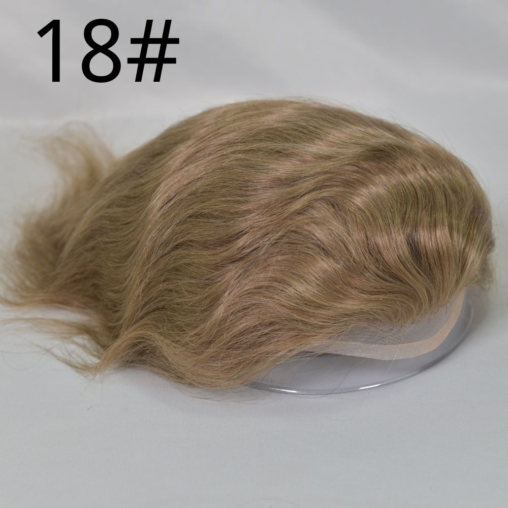 Eseewigs Men's Mono Lace Front Toupee with PU Around 100% Human Hair White 60R Color 8x10 Hair System