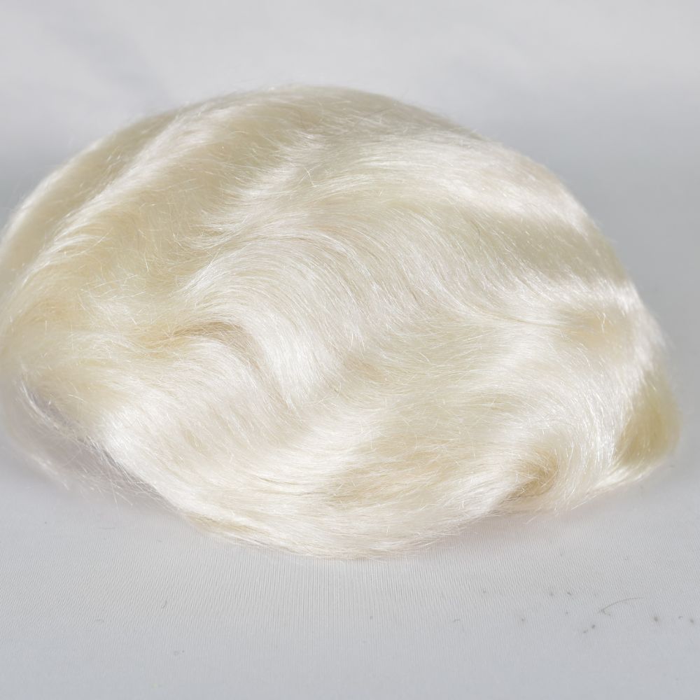 Eseewigs Men's Mono Lace Front Toupee with PU Around 100% Human Hair White 60R Color 8x10 Hair System