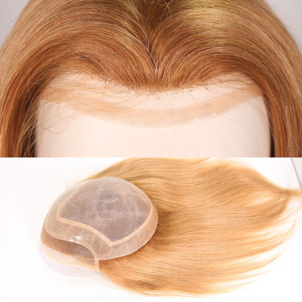 Eseewigs Premium 12 Inch Ombre 27# Color  Men’s Hair System Made with 100% European Human Hair Replacement