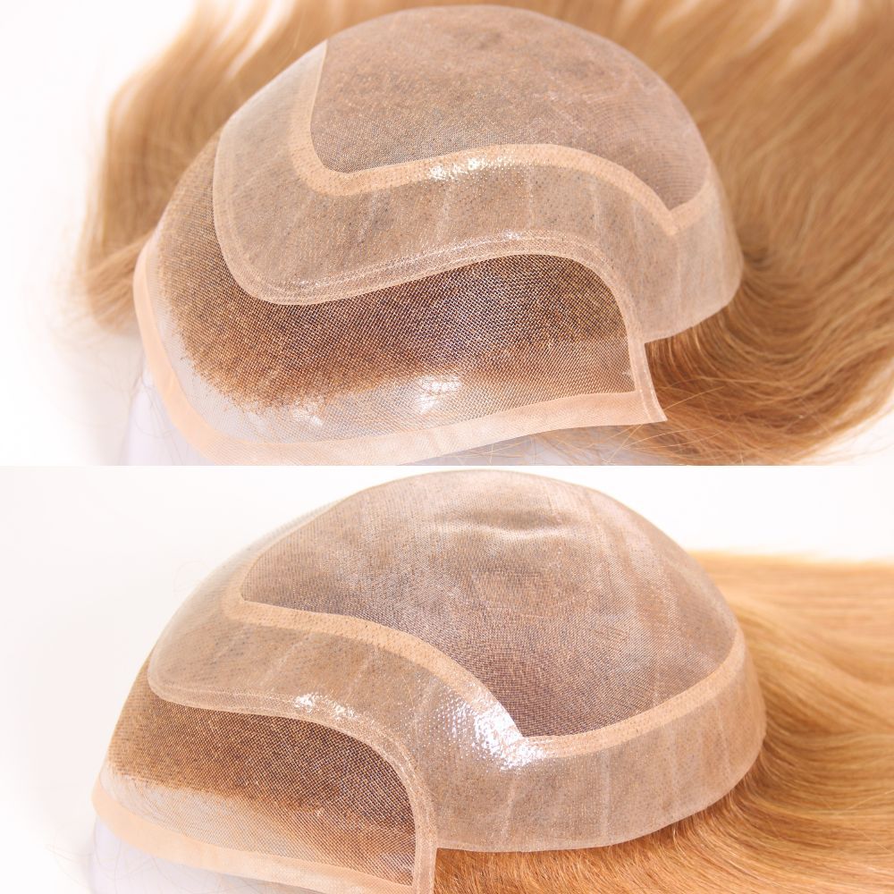 Eseewigs Premium 12 Inch Ombre 27# Color  Men’s Hair System Made with 100% European Human Hair Replacement
