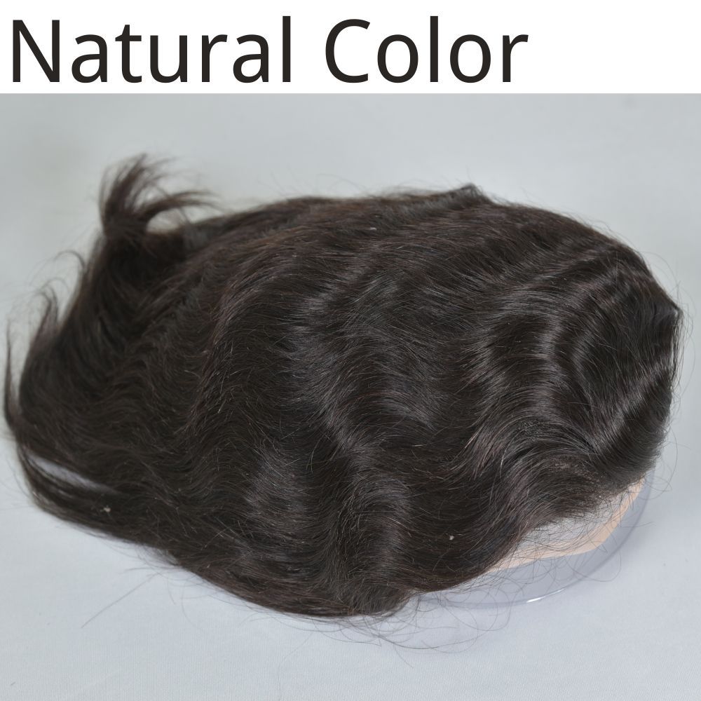 Eseewigs Men's Mono Lace Front Toupee with PU Around 100% Human Hair White 60R Color 8x10 Hair System