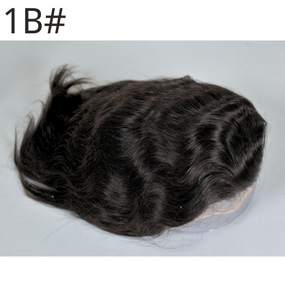 Eseewigs Men's Mono Lace Front Toupee with PU Around 100% Human Hair White 60R Color 8x10 Hair System
