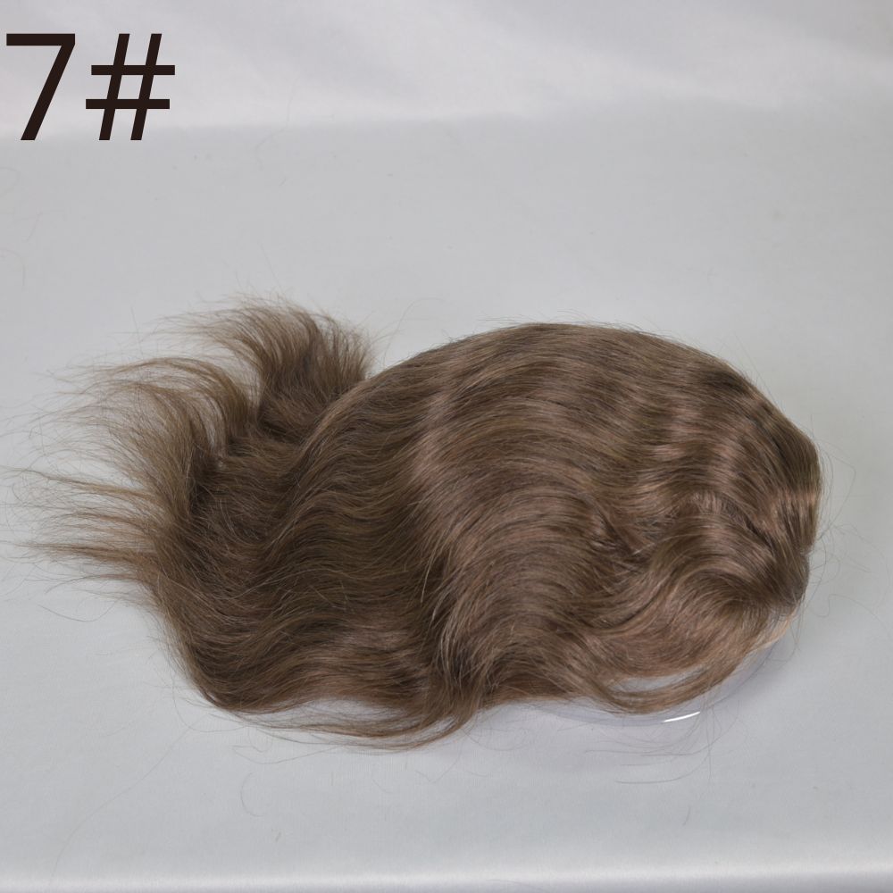 Eseewigs Men's Mono Lace Front Toupee with PU Around 100% Human Hair White 60R Color 8x10 Hair System