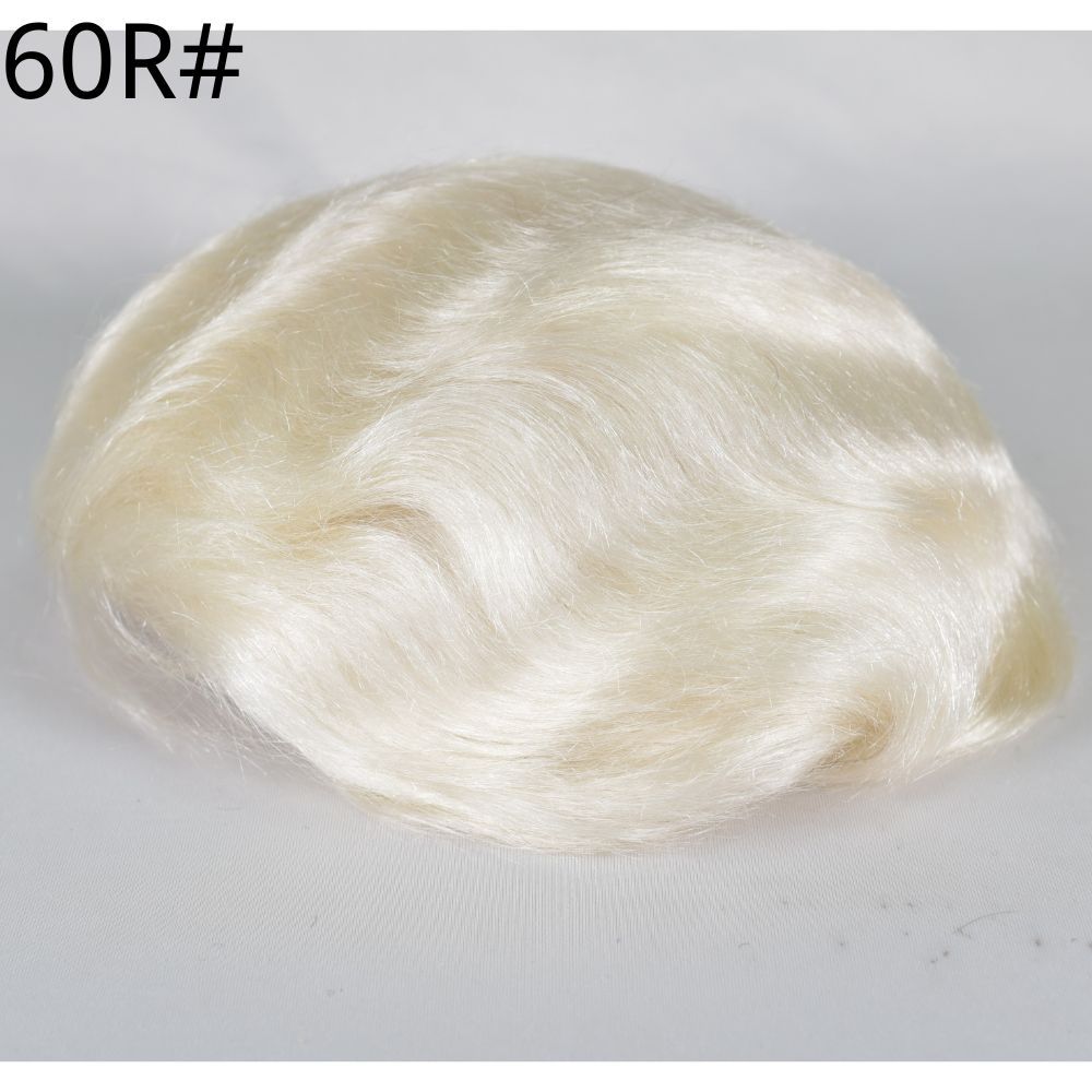 Eseewigs Men's Mono Lace Front Toupee with PU Around 100% Human Hair White 60R Color 8x10 Hair System