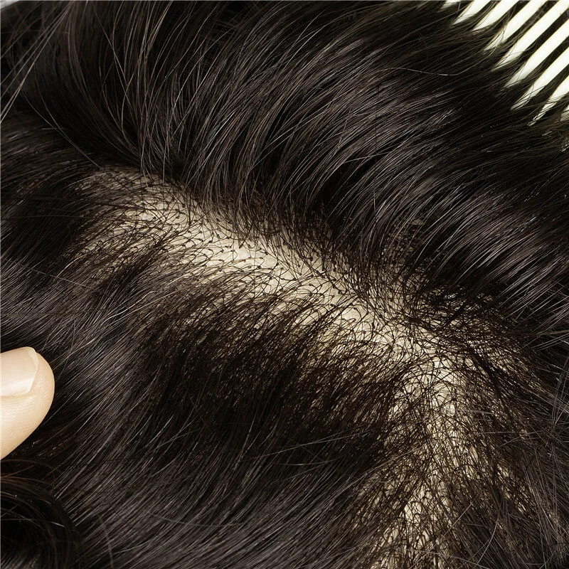 Men's Human Hair Toupee Custom Hair System Natural Hair Replacement Wig for Men