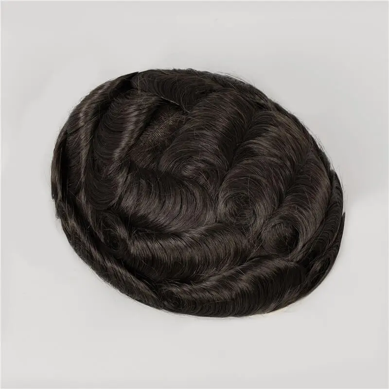 Men's Human Hair Toupee Custom Hair System Natural Hair Replacement Wig for Men