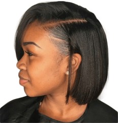 Silky Straight Bob Lace Front Human Hair Wig, 5 Inch