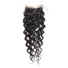 Natural Color Water Wave 4x4 Human Hair Lace Closure