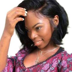 Natural Wave Bob Lace Front Human Hair Wig, Glueless