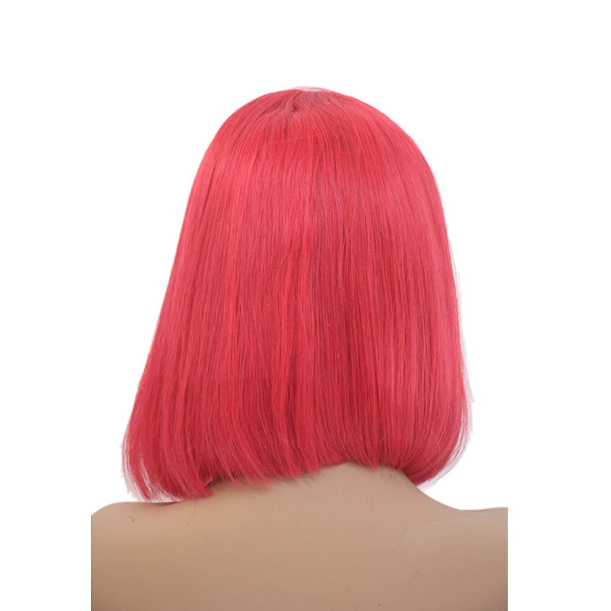 Short Bob Lace Front Wigs Human Hair for Women Bleached Knots Full End Brazilian Human Hair Wigs 150 Density Remy Hair Wig Red Color